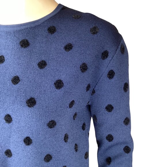 Thakoon Collective Womens Pullover Top Size XS Xsmall Navy Blue Polka Dot Crewne - Picture 5 of 9